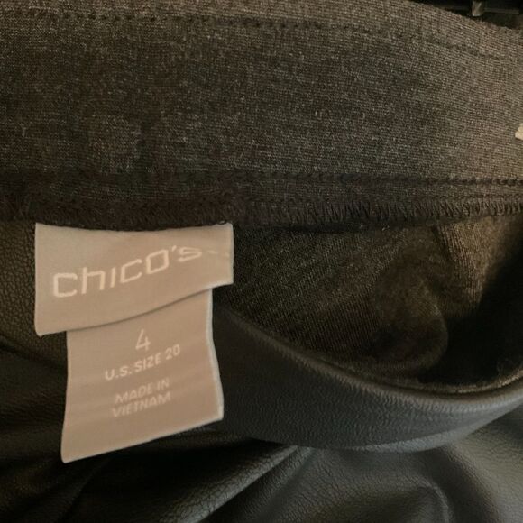 Chicos Women Black Size 4 20 Faux Leather Front Ponte Leggings Pull On Stretch N - Picture 10 of 12